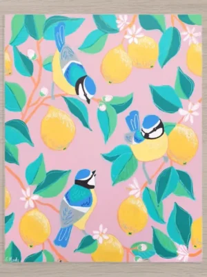 Birds and Lemons Art Print