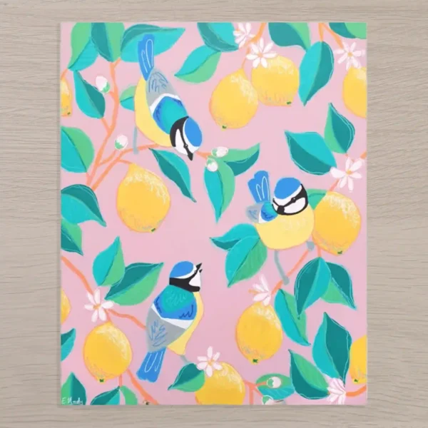 birds Birds and Lemons Art Print