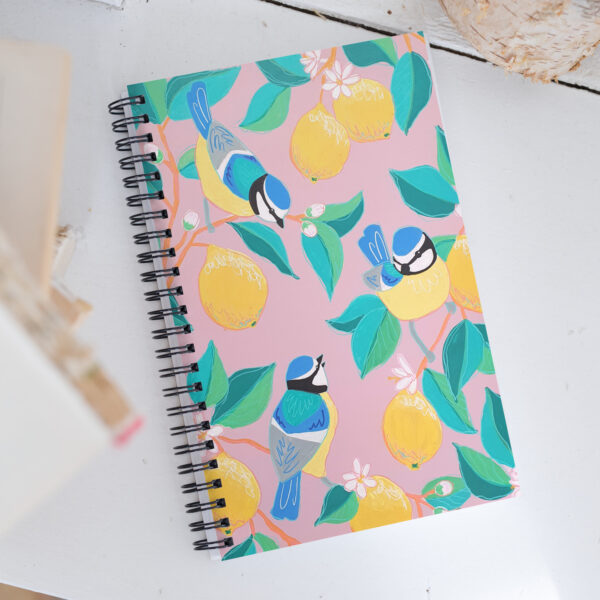 Birds and Lemons Spiral notebook