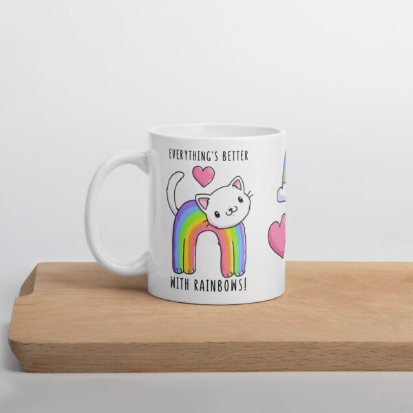 Cute Cats Rainbows Phoebe White glossy mug