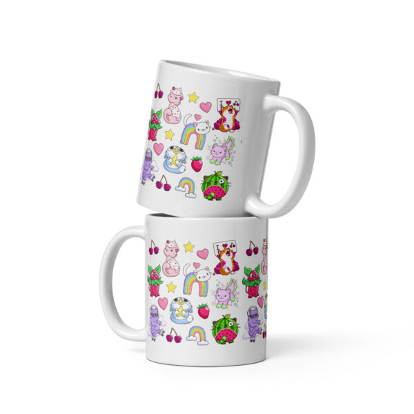 Cute Cats Pattern White glossy mug