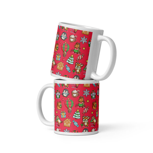 Festive White & Red glossy mug