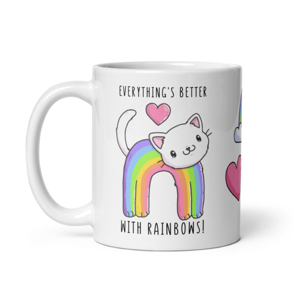 Cute Cats Rainbows Phoebe White glossy mug