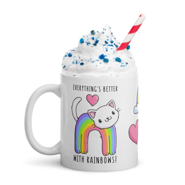 Cute Cats Rainbows Phoebe White glossy mug