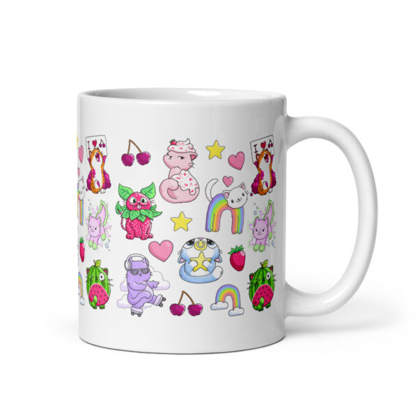 Cute Cats Pattern White glossy mug