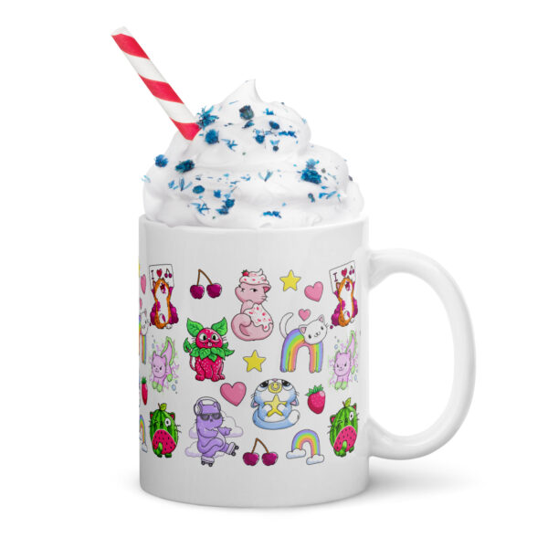 Cute Cats Pattern White glossy mug