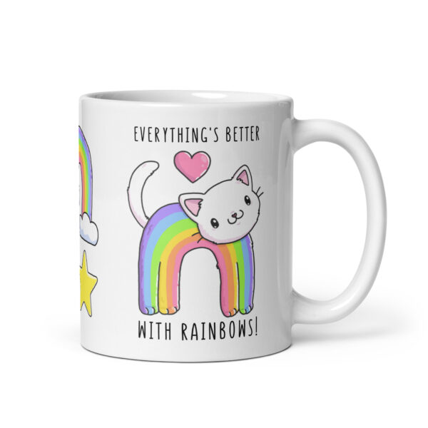 Cute Cats Rainbows Phoebe White glossy mug