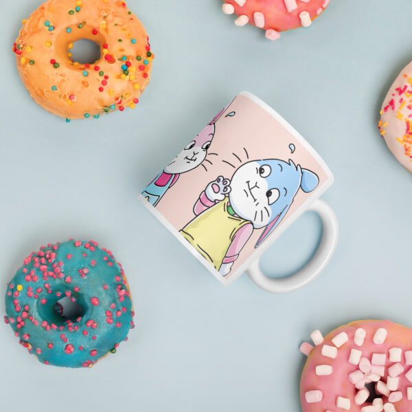 white-glossy-mug-white-11-oz-donuts-69b934a0bd7d4.jpg Good Morning! Awkward British Smile Bunnies White glossy mug