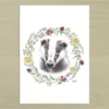 Floral badger Floral Badger Art Print