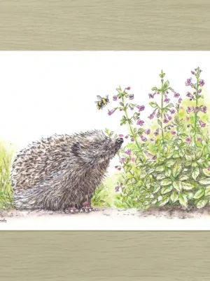 Hedgehog & Bumblebee Art Print