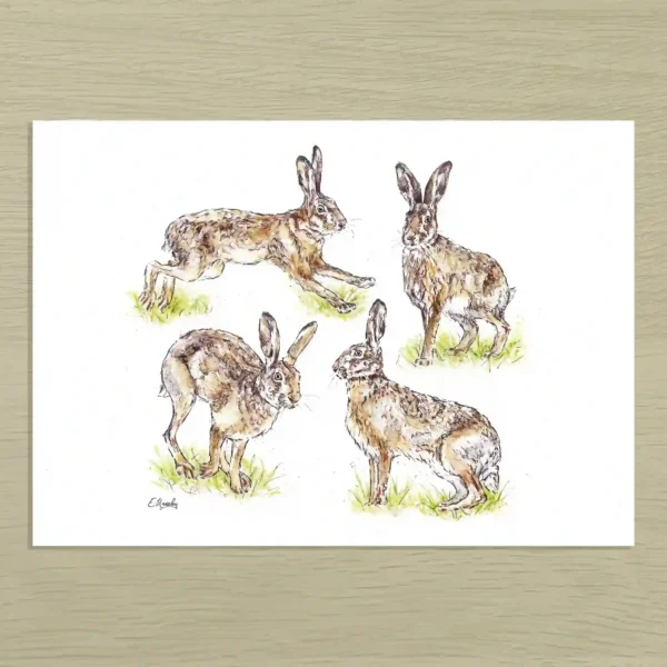 Hopping hares Hopping Hares Art Print