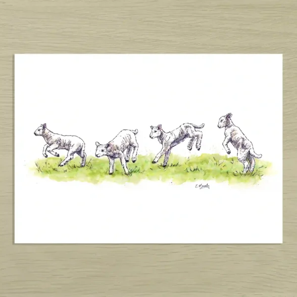 Leaping lambs Leaping Lambs Art Print