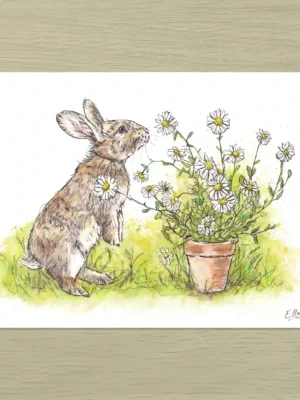Bunny & Daisies Art Print