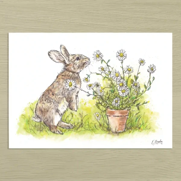 bunny and daisies Bunny & Daisies Art Print