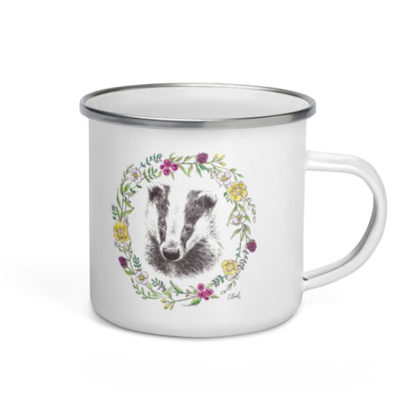 Floral Badger Enamel Mug
