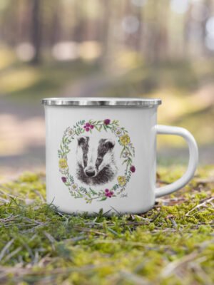 enamel-mug-white-12-oz-right-6a6cbf1e8468f.jpg Floral Badger Enamel Mug
