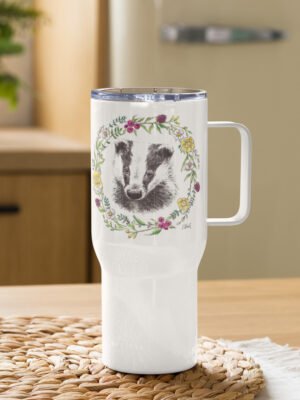 Floral Badger Travel Mug