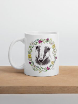 white-glossy-mug-white-11-oz-cutting-board-6a6dc7bd2566c.jpg Floral Badger White Glossy Mug