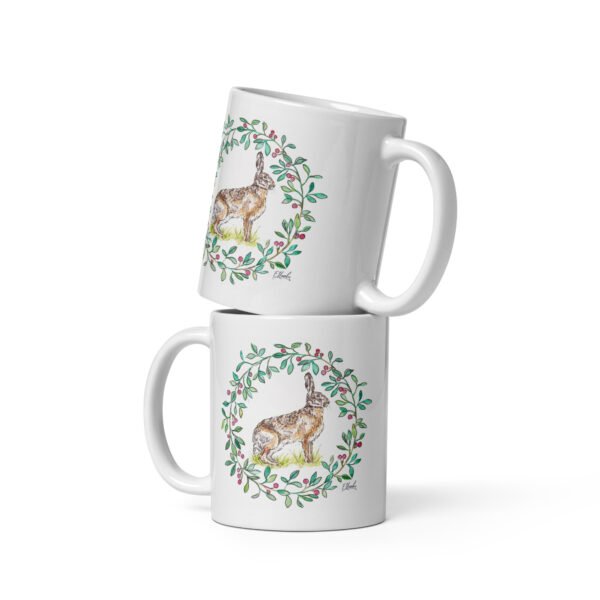 white-glossy-mug-white-11-oz-front-view-6a6dc6c88a1e5.jpg Floral Hare White Glossy Mug