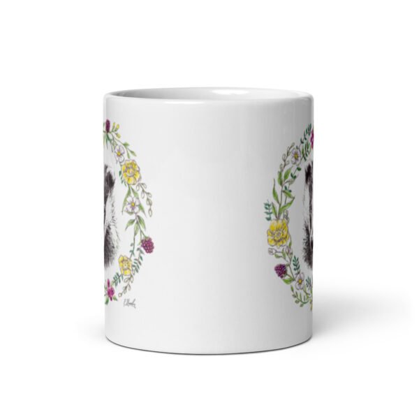 Floral Badger White Glossy Mug