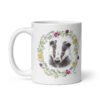 Floral Badger White Glossy Mug