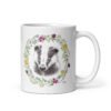 Floral Badger White Glossy Mug